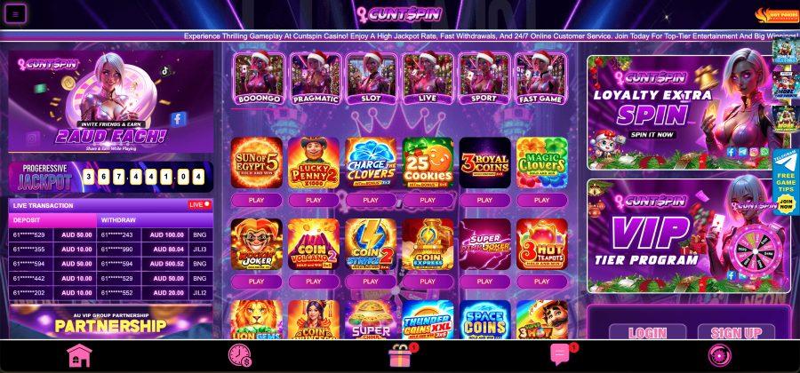 Cuntspin game provider categories and slot lobby promotions